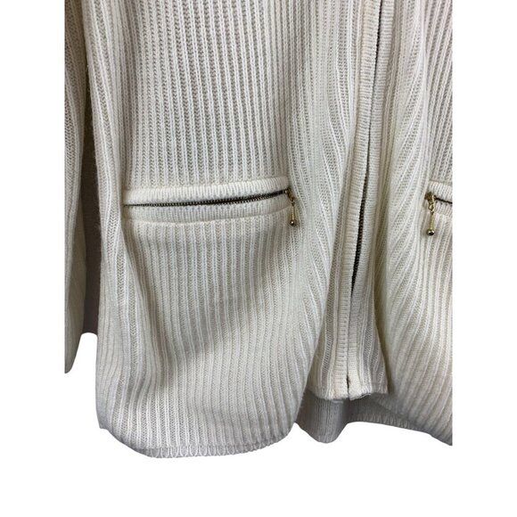 VJ Petites Womens Acrylic Ribbed Zip Cardigan Sweater With Pockets Small Made In - Picture 4 of 6